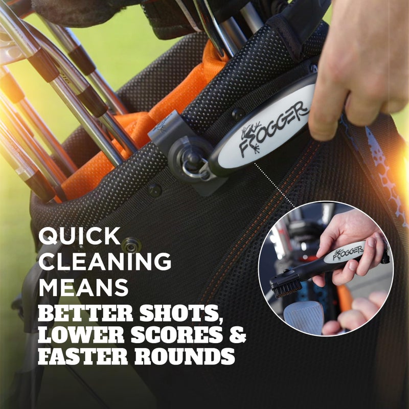 Frogger BrushPro Latch-It Golf Club Cleaner, Ergonomic Grip and Latch-it Magnet, Gray - Professional Golf Club Brush and Groove Cleaner for Golfers - Image 5